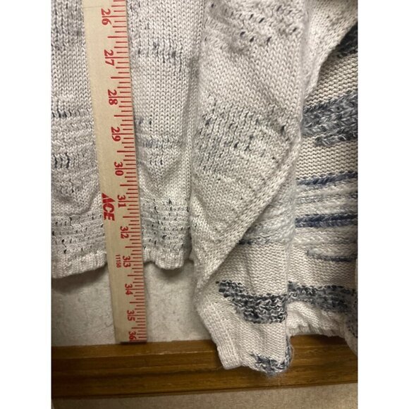 Lucky Brand White Grey Drape Open Front Cardigan Sweater Women's Size Large - Picture 6 of 9